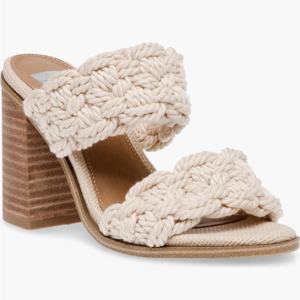DV Dolce Vita Women's Roulette Knit Cream Heeled Sandal size 11
